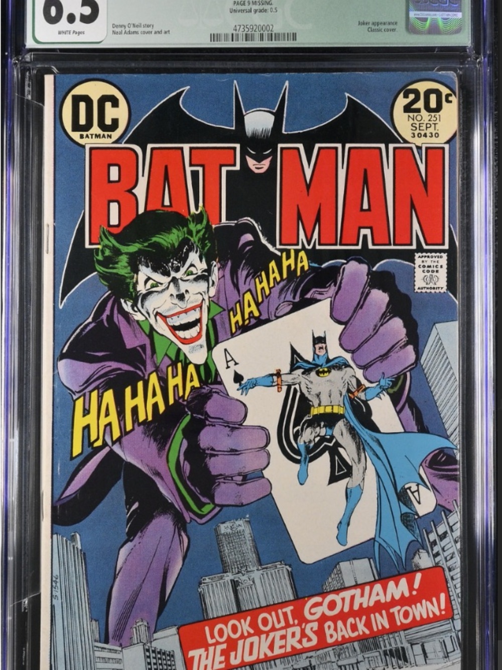 Batman #251, 1973 CGC 6.5 Neal Adams Joker